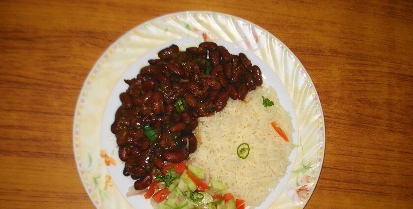 The image of Rajma Chawal which is the most loved dish in Jammu and Kashmir, India.