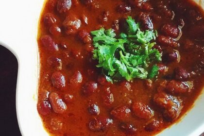 Rajma Chawal is one of the stable foods served in Katra, Jammu and Kashmir, India.