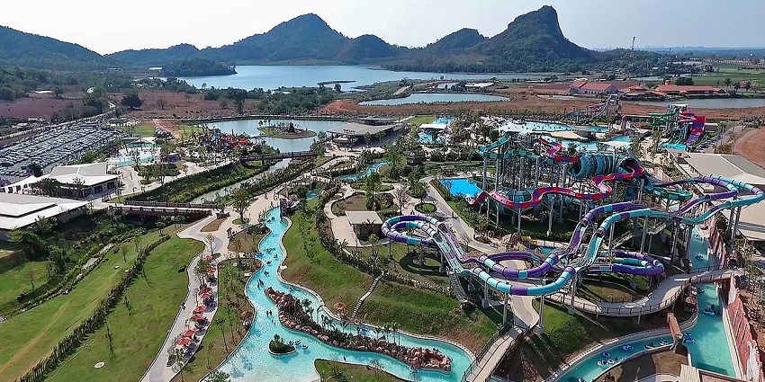 Aerial snapshot of the iconic Ramayana waterpark–Places to visit in Pattaya with family
