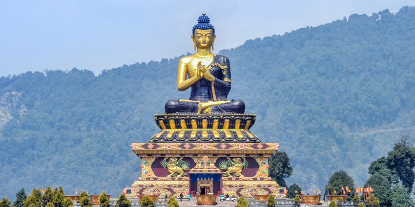An Image of idyllic Buddha’s Statue in Ravangla Buddha Park near the Borong Hot Spring