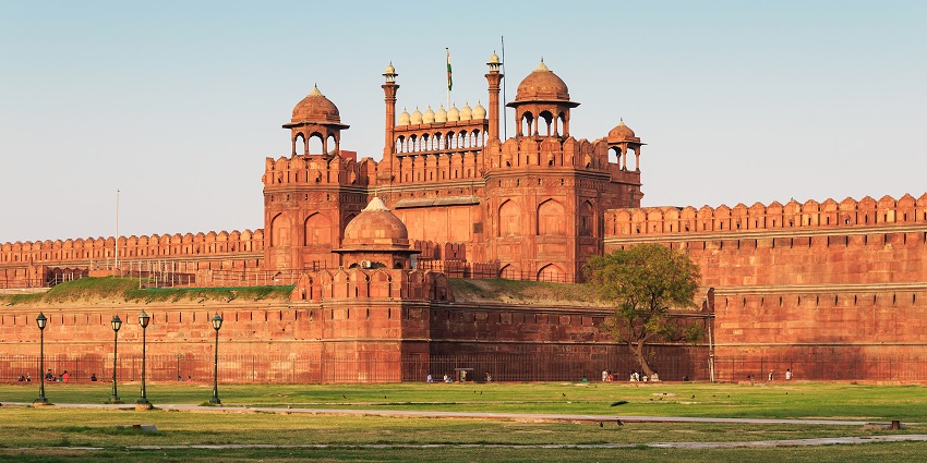 Beautiful panoramic view of the red fort a must places to visit in Old Delhi, India