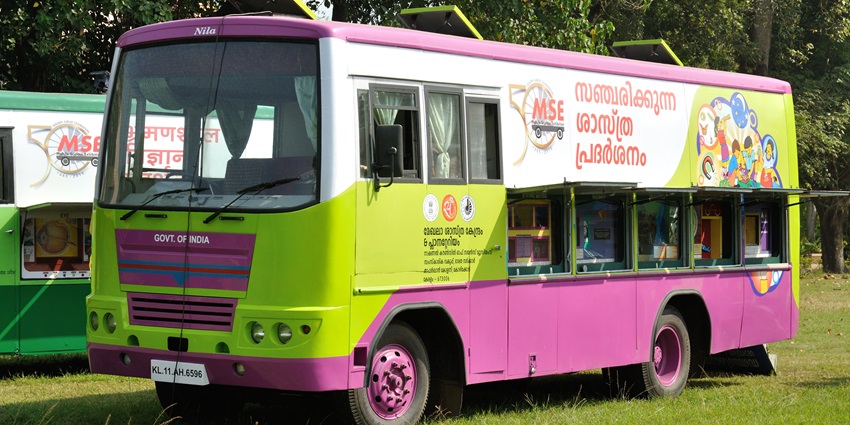 Mobile Science Exhibition bus used by the Regional Science Centre and Planetarium, Kozhikode