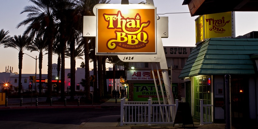 Snapshot of the restaurant in the city—near the Jim Thompson house Museum, Thailand