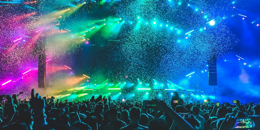 A glimpse of neon hues and people shaking their legs to the beats in Rhythm and Blues.