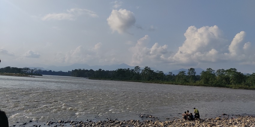 Scenic image of the riverside somewhere in the beautiful foothills of Himalayas in Assam