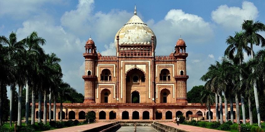 Safdarjung's Tomb stands in a large garden built in the Mughal charbagh pattern.