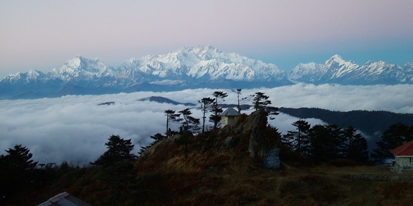 Snow-clad Himalayan peaks viewed from Sandakphu, West Bengal’s highest point
