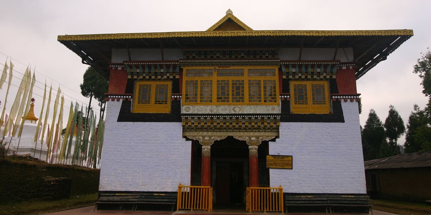 A view of Sangachoeling Monastery, one of the top spots for paragliding in Pelling.