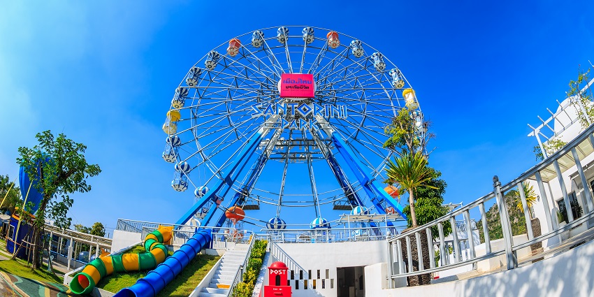 Enjoy thrilling rides at Santorini Park, one of the things to do in Hua Hin, Thailand.