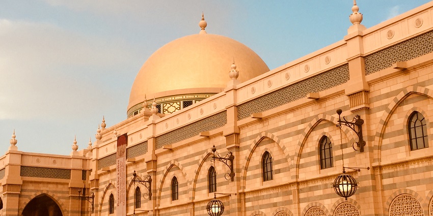 The outer view of the Sharjah Museum Of Islamic Civilization, a popular tourist attraction