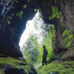 A beautiful cave entrance with a convex opening chicken from the inside