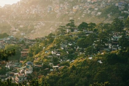 A picture of the Shimla Hill station taken from another mountain at a distance