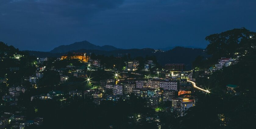 Experience the vibrant nightlife of Shimla with its glittering city lights and buzzing markets