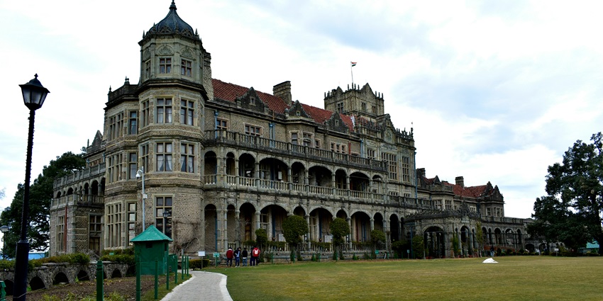 View of Victorian-style architecture of the Viceregal Lodge in Shimla, Himachal Pradesh