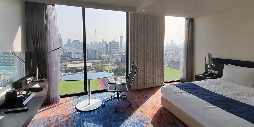 Image from the room of the hotel in the Bangkok city near the Jim Thompson Museum