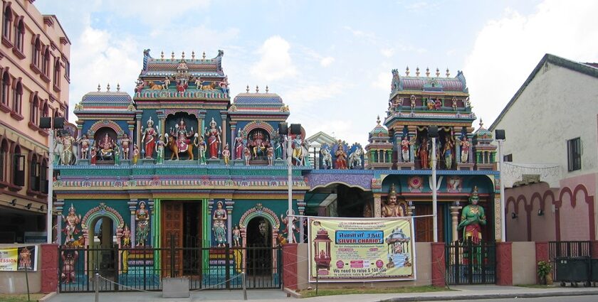 A frontal view of a Kaliamman Temple in Singapore