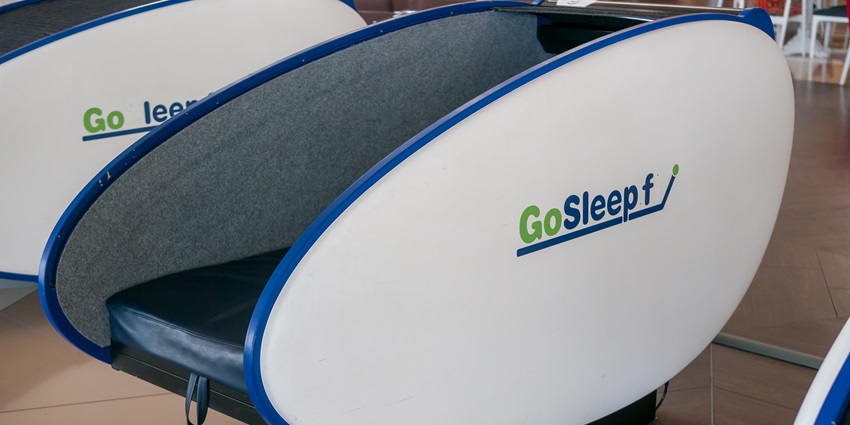 Sleeping pod in the airport where people use take nap while waiting for their flight