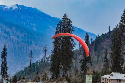 A panoramic view of Solang Valley in April with its lush green meadows and scenic lakes