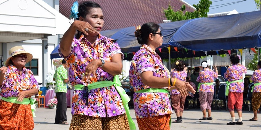 View of people enjoying the popular Songkran Festival, the Thai New Year celebration