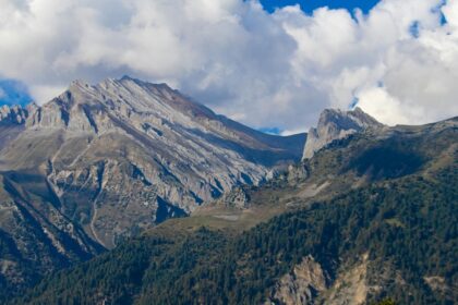 A stunning view of Sonmarg in Kashmir with mountains in the background during the day.