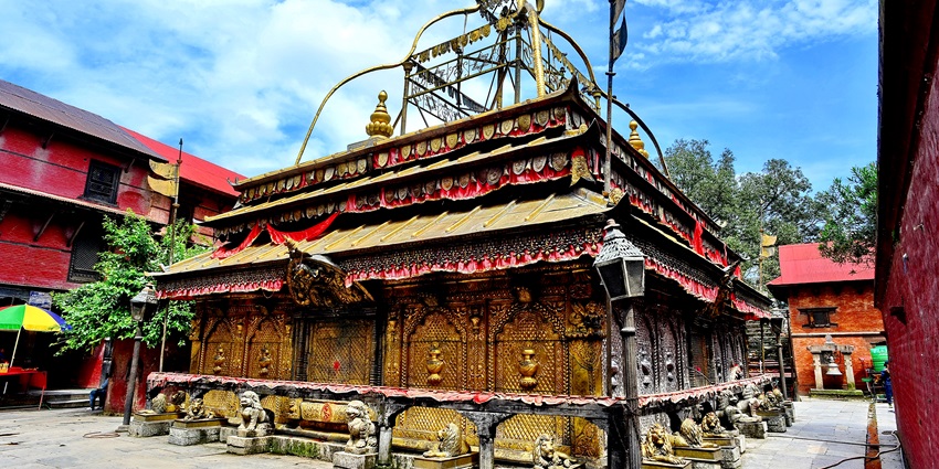 Scenic snapshot of the iconic Guhyeshwari Temple in the vicinity of the green lush trees