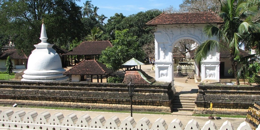 The sacred Temple of the Tooth Relic in Kandy, a key religious site in Sri Lanka.