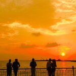 Evening sunset view of Galle Face Green beachside one of the best Colombo beaches.