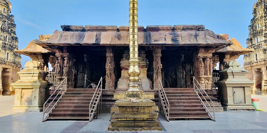 Picture of a place of worship, located in Andhra Pradesh, with clear sky as backdrop.