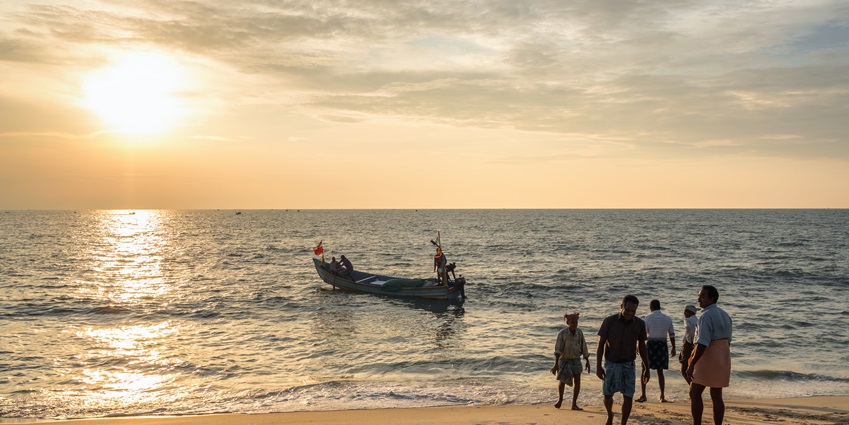 Sunset at the Marari beach, one of the secluded destinations near this museum