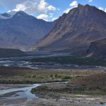 Gorgeous places to visit in Spiti include the Spiti river with a mesmerising backdrop.