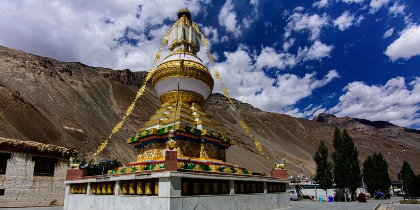 A view of a Buddhist holy shrine located in the Spiti Valley in Himachal Pradesh.