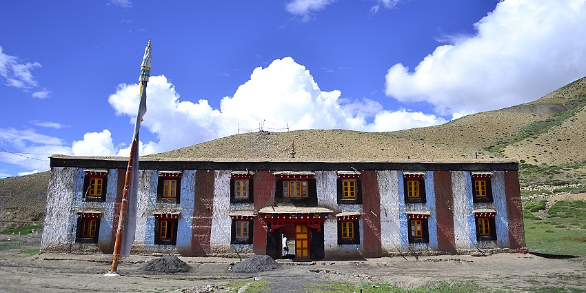 Tangyud Monastery is one of the Buddhist sites in the Lahaul valley amid rugged terrain.
