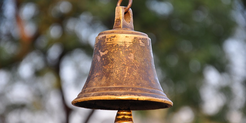 Decorative bell from the Thousand Pillar Temple, showcasing intricate designs.