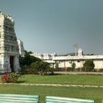 Beautiful view of a Balaji mandir surrounded by green trees. one of the temples in Nagaland.