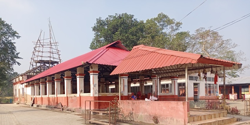 Stone-temple on hillock with shaded entrance at Mahabhairab Temple, Tezpur.