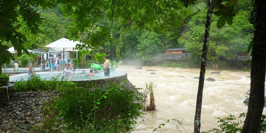 The beautiful snapshot of the scenic hot spring of the Ranong district of Thailand