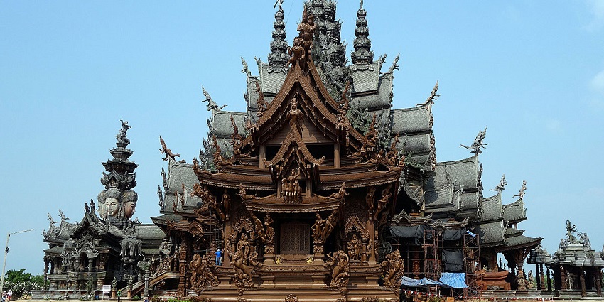 Beautiful snapshot of the iconic temple of the Sanctuary of Truth in Pattaya, Thailand