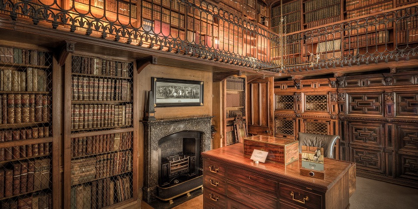Beautiful image of a study room and the collection of books around the library