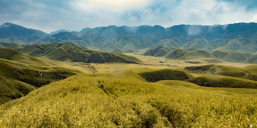 A breathtaking vista of hillocks of Touphema Village, a serene place in Nagaland.