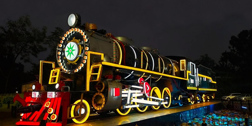 An amazing view of a model of train at the New Jalpaiguri Railway Station In West Bengal
