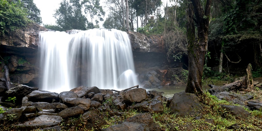 View of three cascading waterfalls surrounded by lush greenery - places to visit in Dimapur