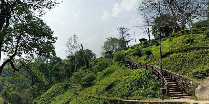 A beautiful snapshot of a trail amidst the lush green Hill—Sepahijala Wildlife Sanctuary