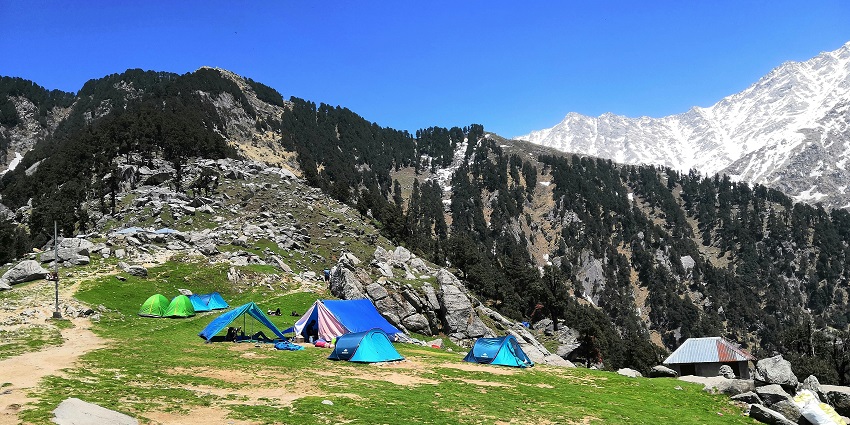 Trek in the trails of Triund, one of the places to visit in Dharamshala, Himachal Pradesh.