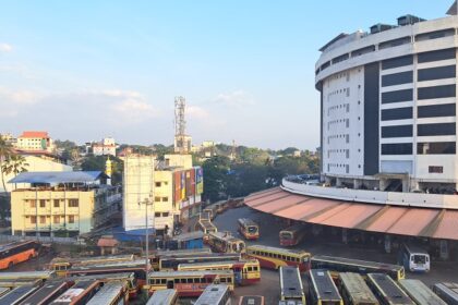 View of buses waiting at the Trivandrum bus stand - travel places to visit near Trivandrum