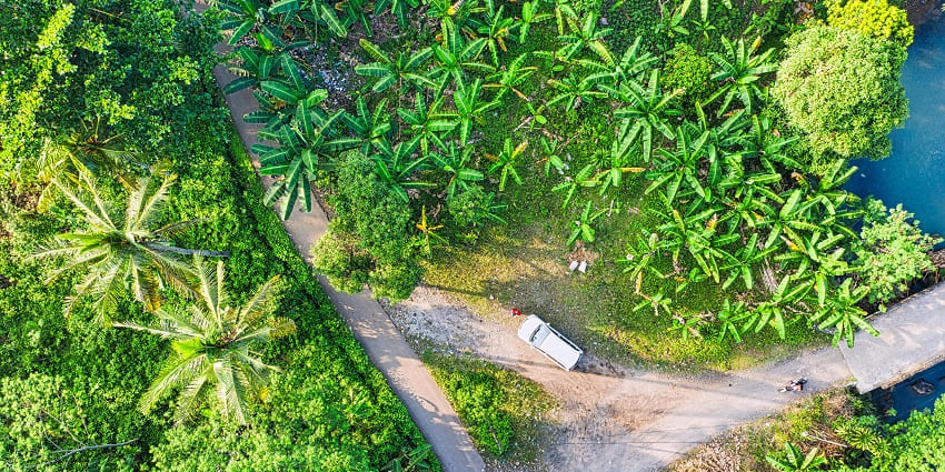 Scenic aerial snap of a tropical garden around the thrilling Singphan Wildlife Sanctuary