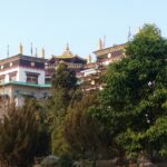 The panaromic view of the beautiful Tsering Jong Monastery in Bir, Himachal