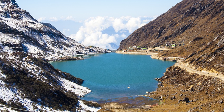 Breathtaking view of the Tsomgo lake, a destination in Sikkim offering in serene escapade