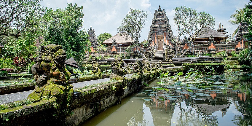 Ubud, with the grand Ubud water palace, offers a tranquil and mindful new year in Bali.