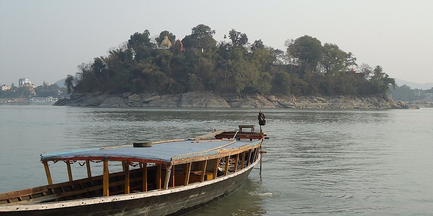 Snapshot of the Umananda Island amidst the Brahmaputra river situated in the Assam