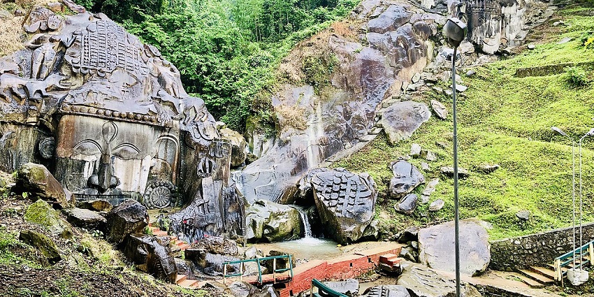 Unakoti sculptures and carvings on the hills amidst the dense green forest of Tripura